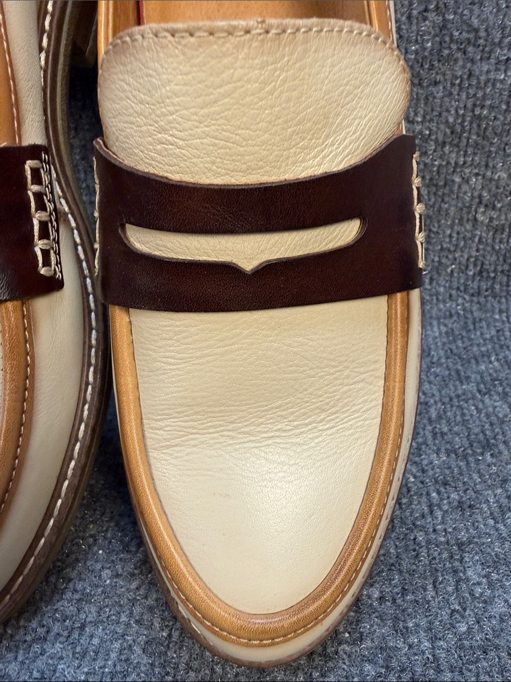 PIKOLINOS Aldaya Women’s Calfskin Cream and Brown Penny Loafers US 9 EU 40 NWOT - Picture 7 of 12